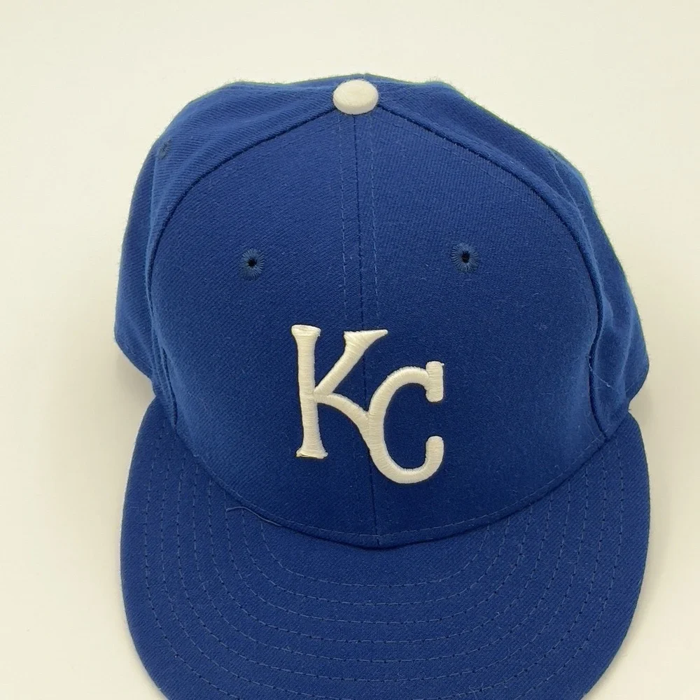 New Era Kansas City Royals Fitted Hat Blue MLB Baseball Cap Size‎ 7 1/4
